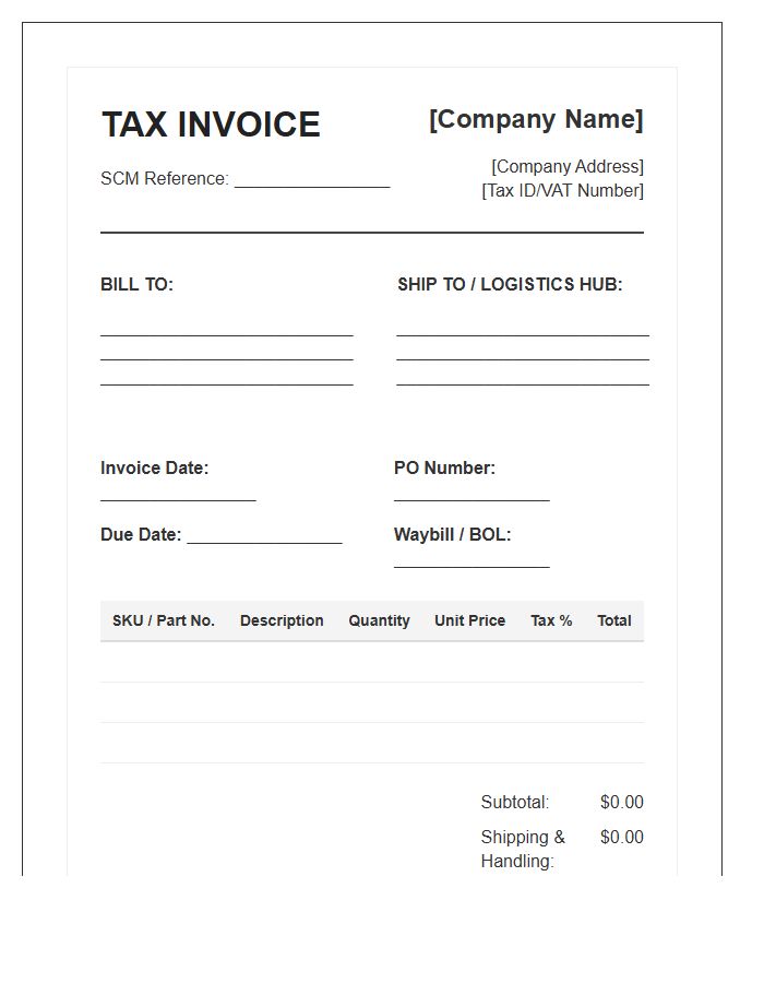 Supply Chain Management Tax Invoice Template