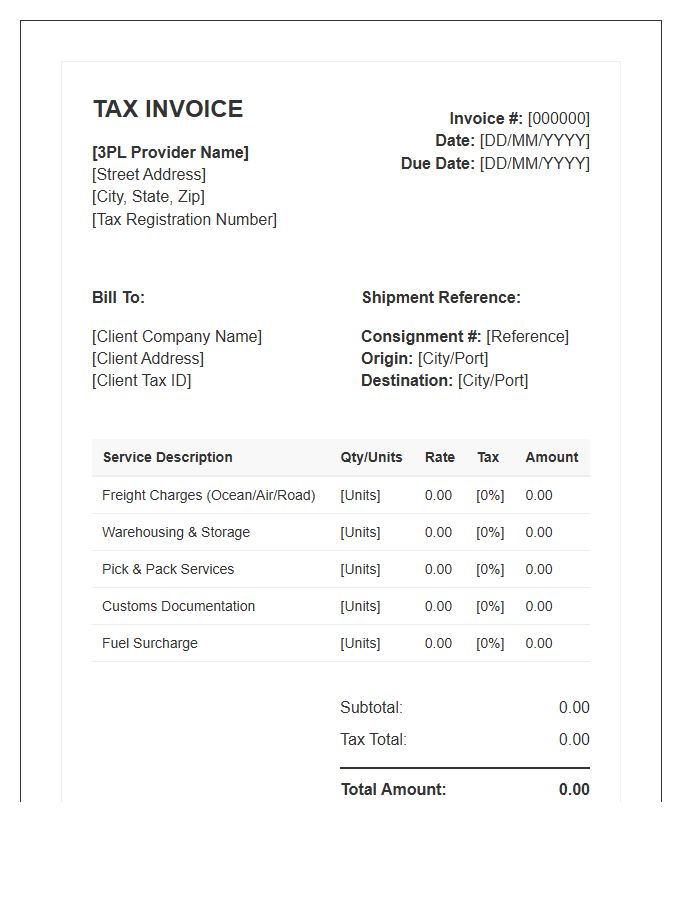 Third Party Logistics Tax Invoice Template