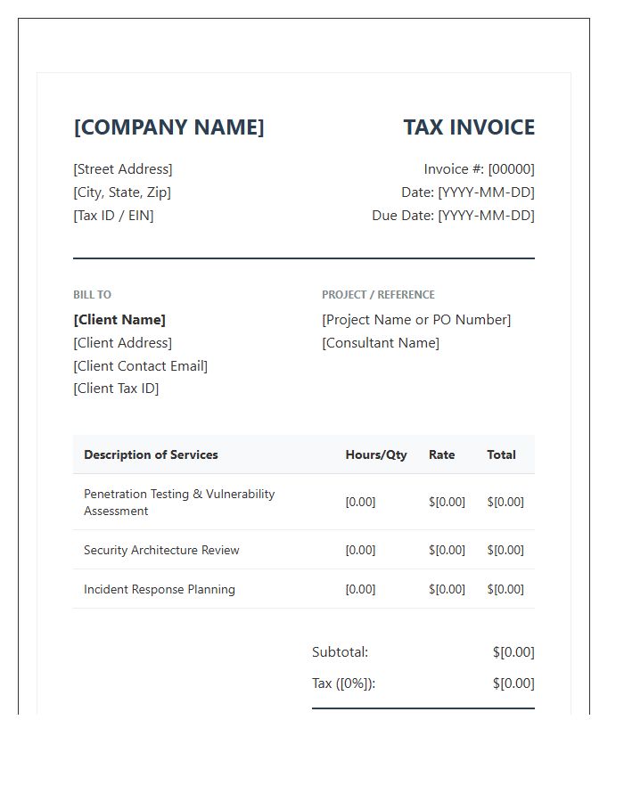 Cybersecurity Consulting Tax Invoice Template