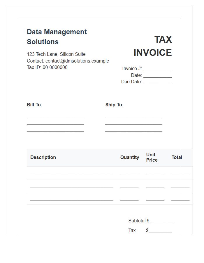 Data Management Solutions Tax Invoice Template