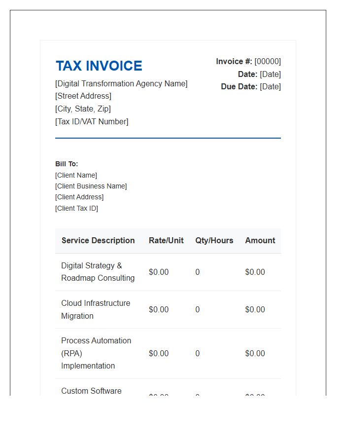 Digital Transformation Services Tax Invoice Template