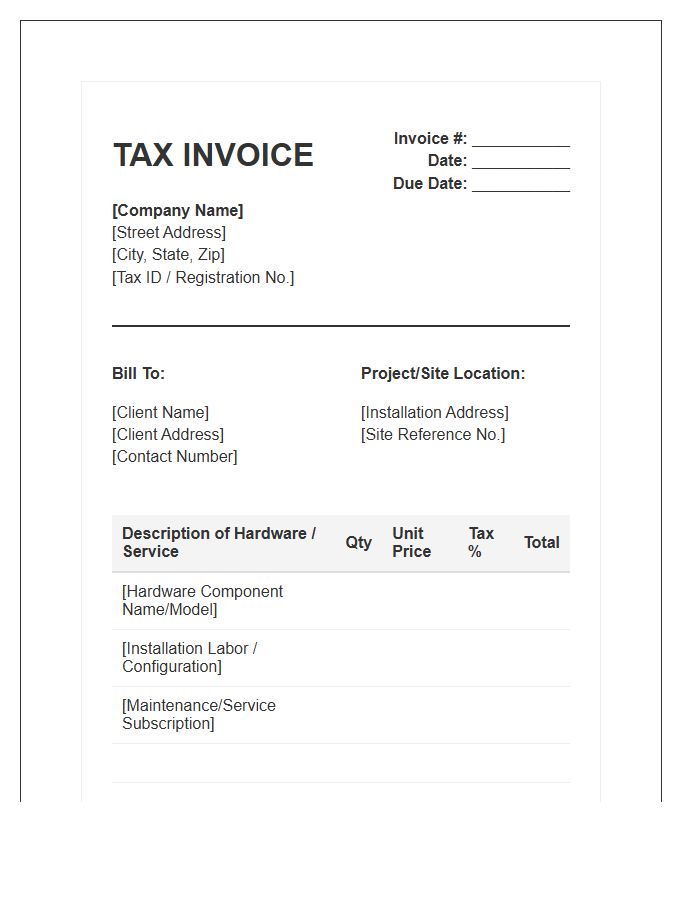 Hardware Installation Maintenance Tax Invoice Template
