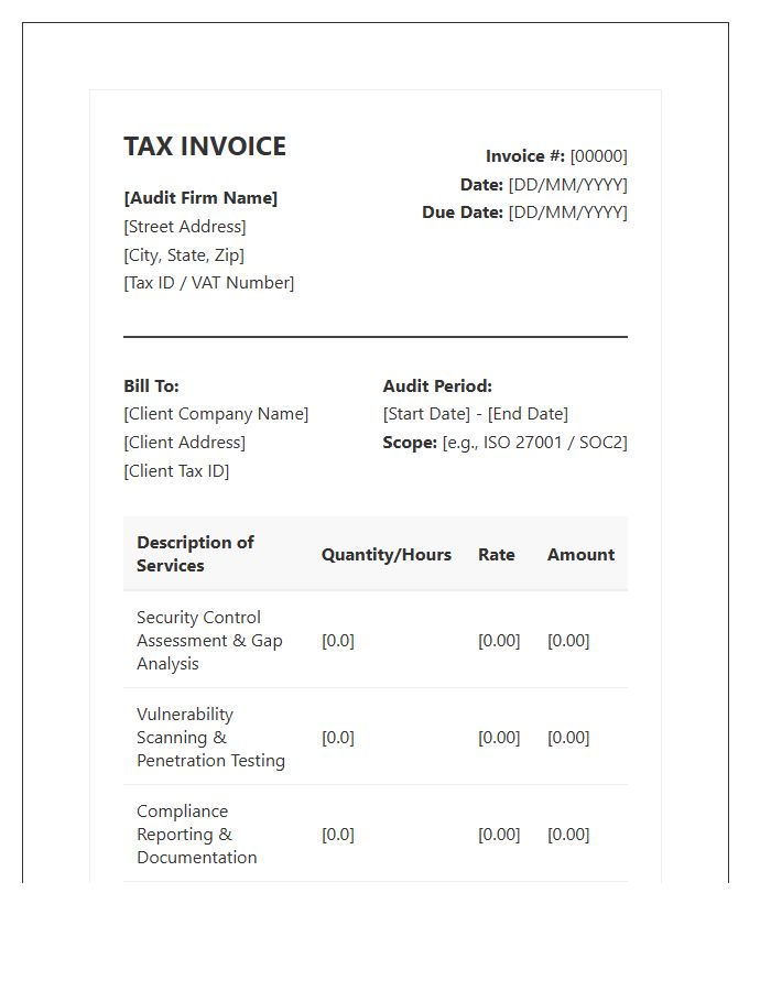 Information Security Audit Tax Invoice Template