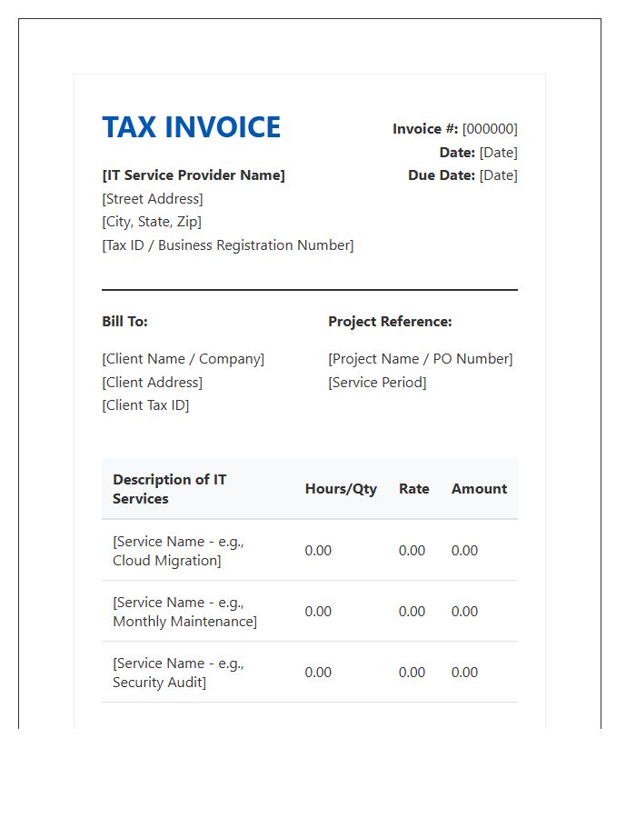 Information Technology Service Tax Invoice Template