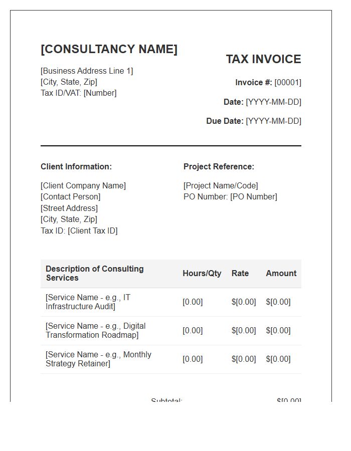 IT Strategy Consulting Tax Invoice Template
