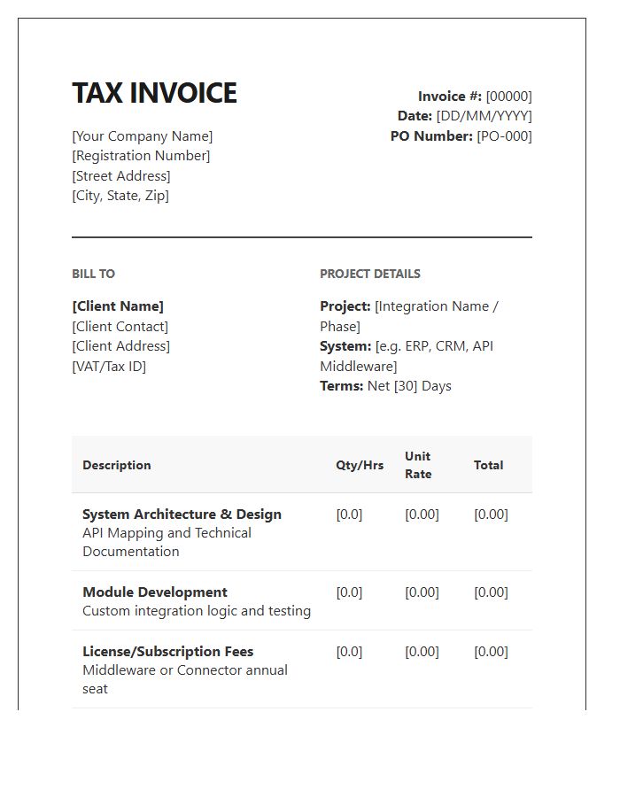 Systems Integration Tax Invoice Template