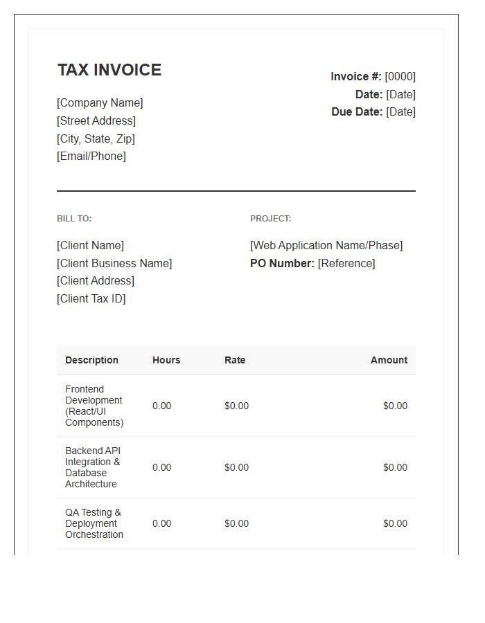 Web Application Development Tax Invoice Template