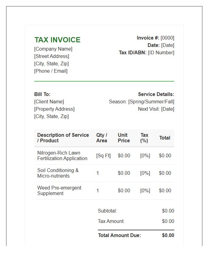 Fertilization Service Tax Invoice Template