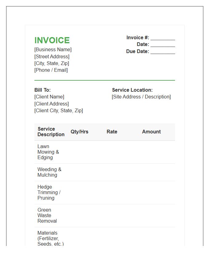 Garden Maintenance Service Invoice Template