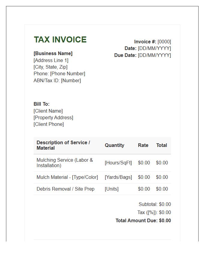 Mulching Service Tax Invoice Template
