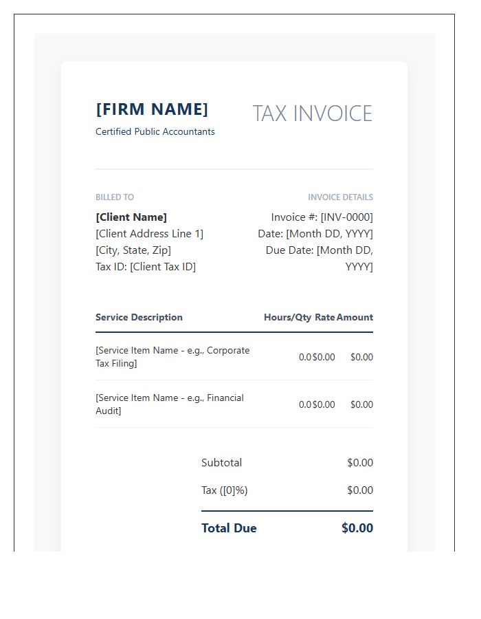 Modern Accounting Firm Tax Invoice Template