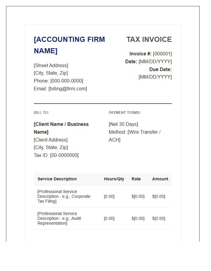 Official Accounting Firm Tax Invoice Template