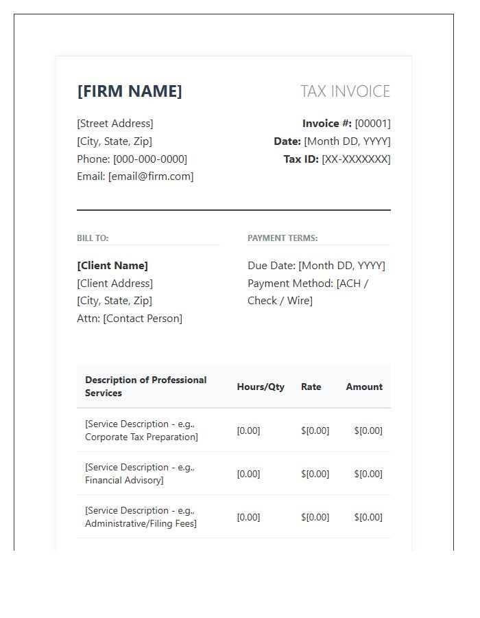 Professional Accounting Firm Tax Invoice Template