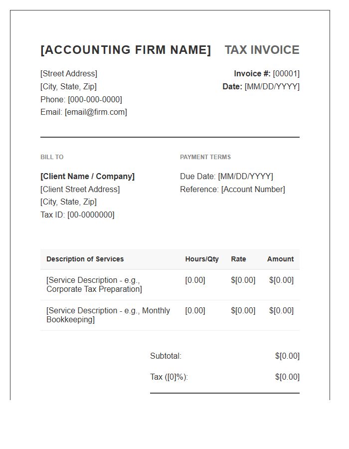 Standard Accounting Firm Tax Invoice Template