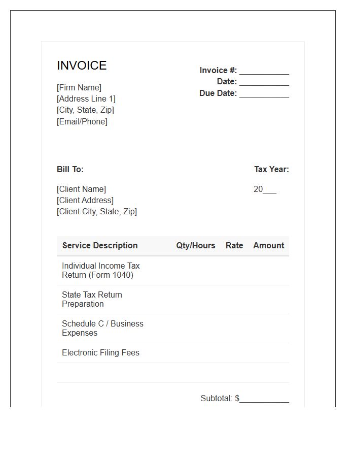 Tax Preparation Services Invoice Template