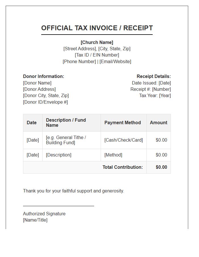 Church Contribution Tax Invoice Template