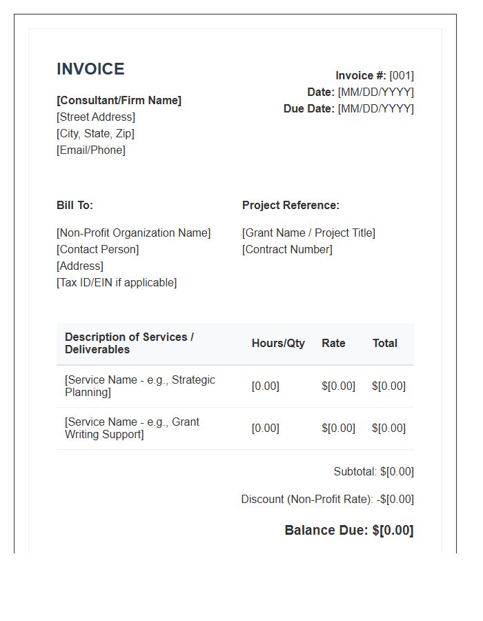 Non Profit Consulting Fee Invoice Template