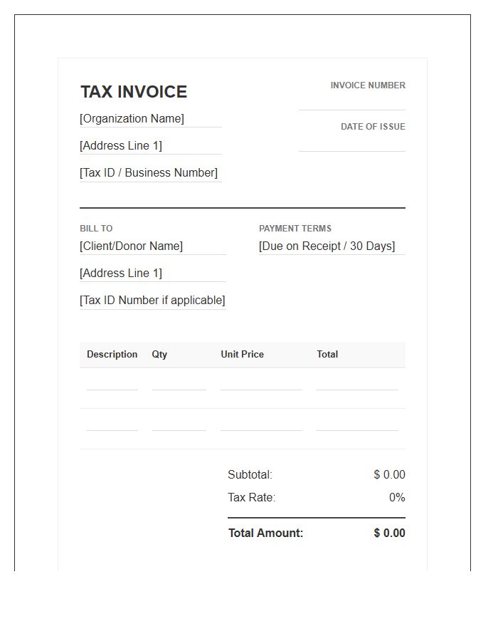 Official Tax Deductible Invoice Template