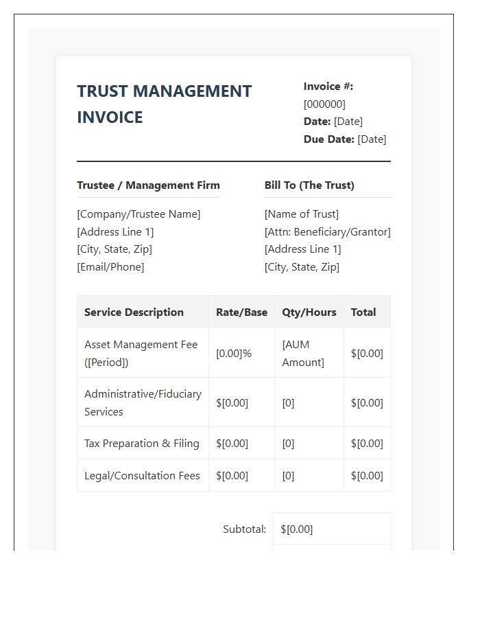 Trust Fund Management Invoice Template