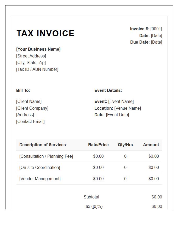 Event Consultant Tax Invoice Template