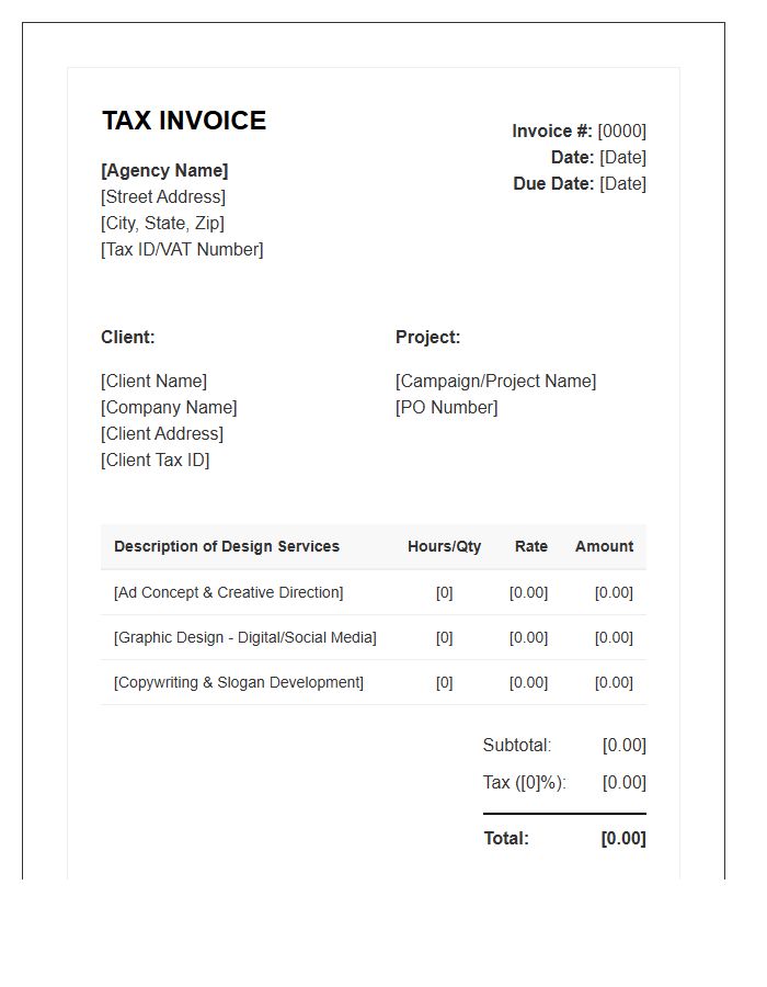 Advertising Design Tax Invoice Template
