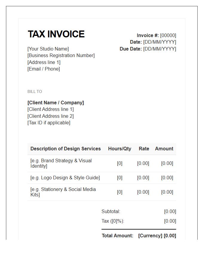 Branding Design Services Tax Invoice Template
