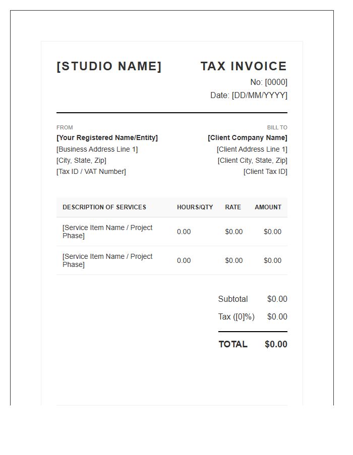 Corporate Graphic Design Tax Invoice Template