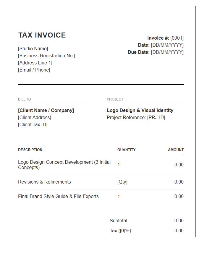Logo Design Project Tax Invoice Template
