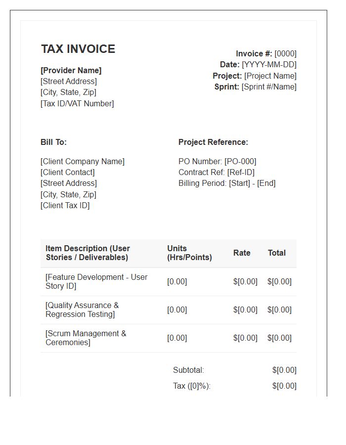 Agile Development Project Tax Invoice Template