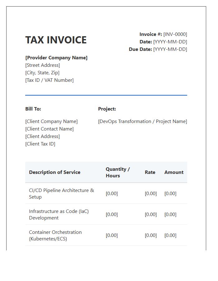 DevOps Implementation Tax Invoice Template