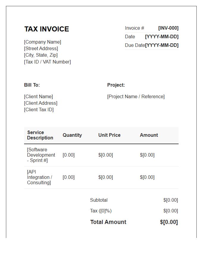 Software Development Services Tax Invoice Template