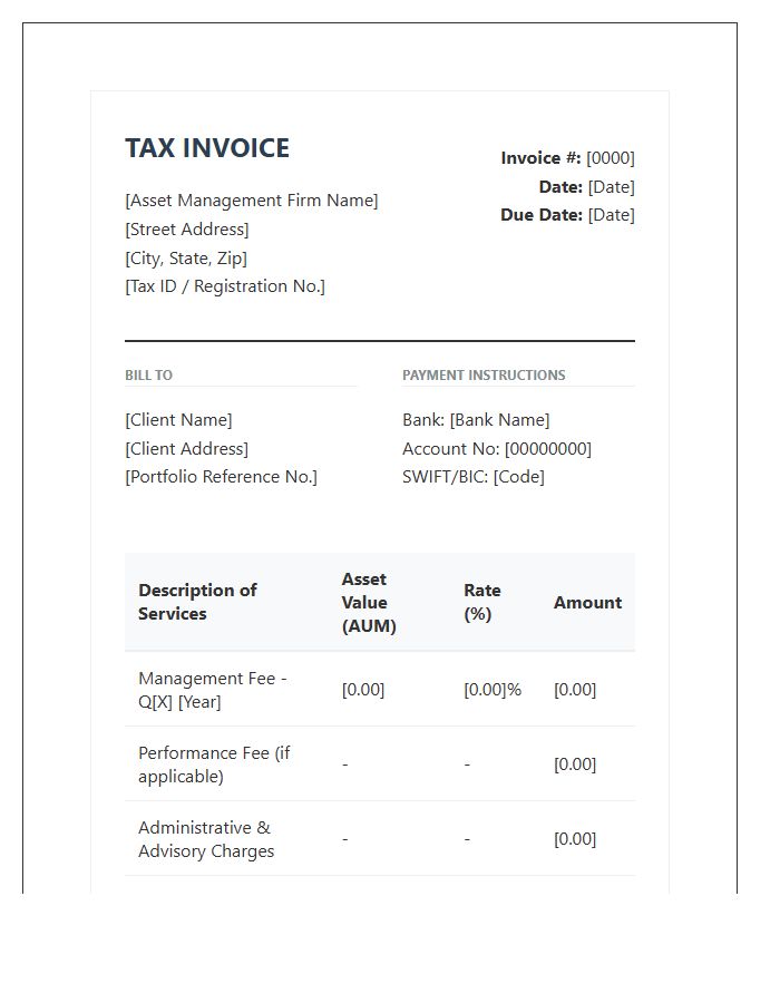 Asset Management Tax Invoice Template