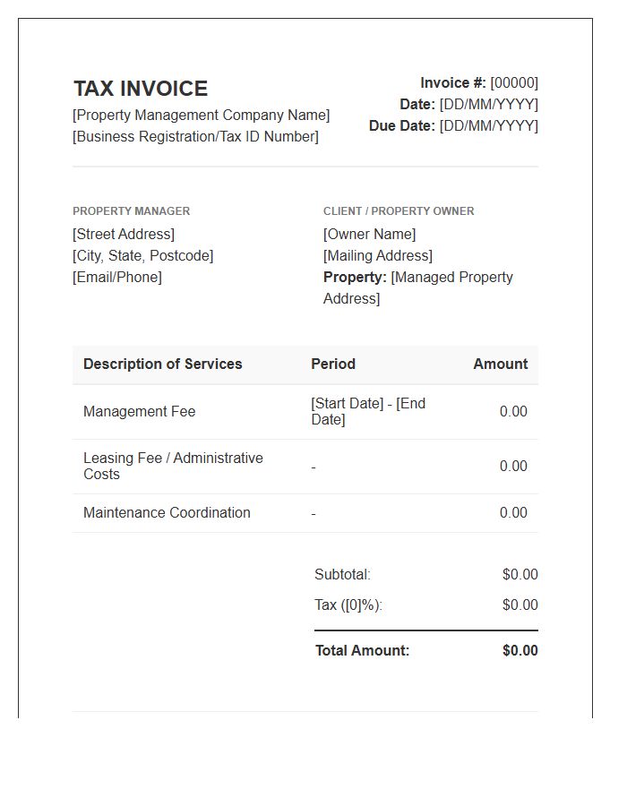 Property Manager Tax Invoice Template