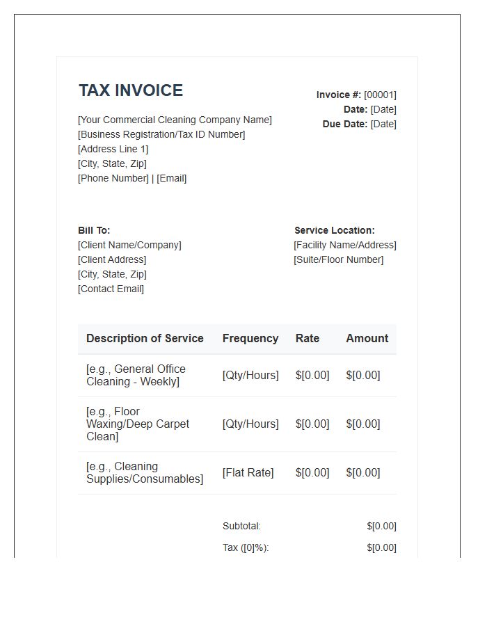 Commercial Cleaning Service Tax Invoice Template