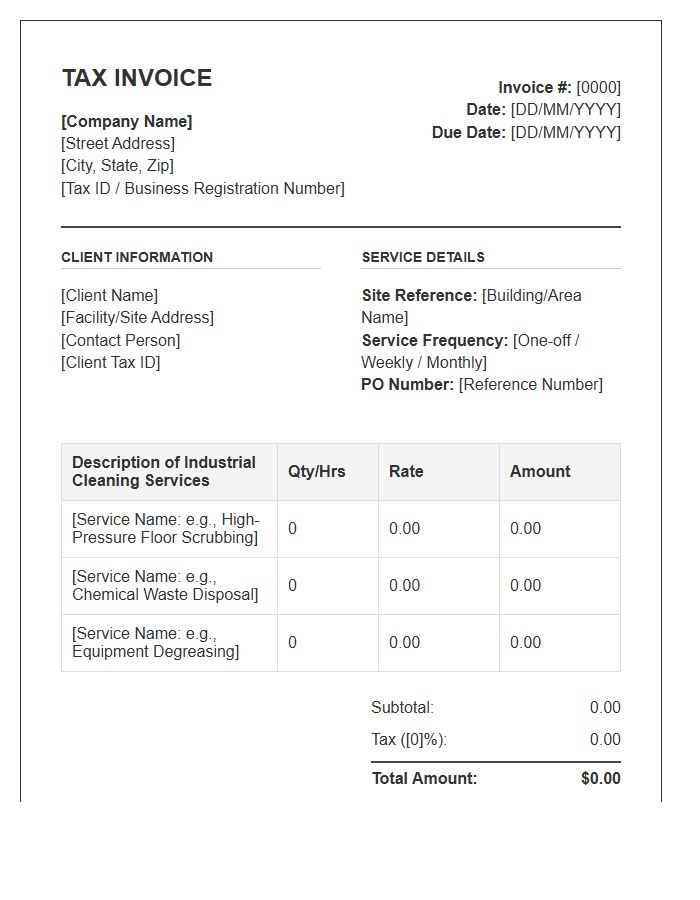 Industrial Cleaning Service Tax Invoice Template