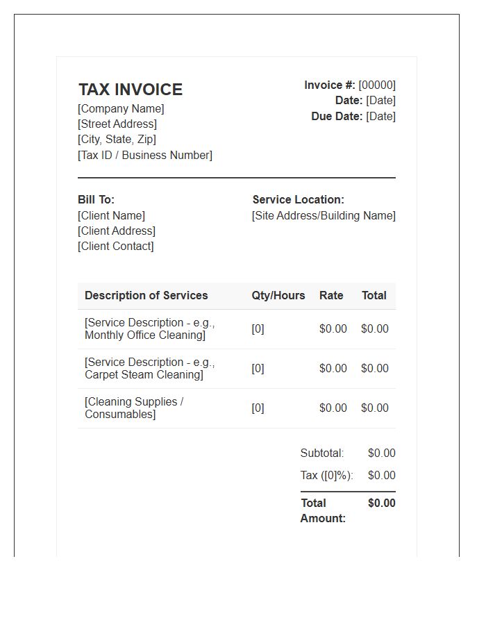 Janitorial Service Tax Invoice Template