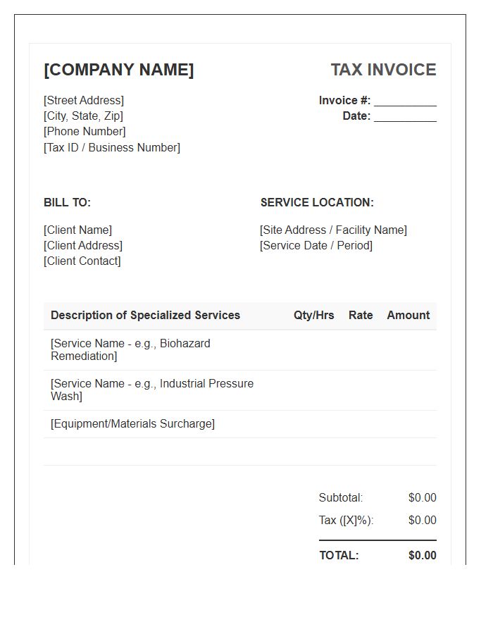 Specialized Cleaning Service Tax Invoice Template