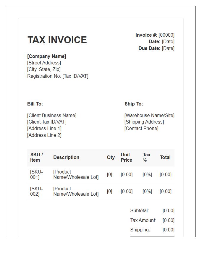 B2B Wholesale Tax Invoice Template