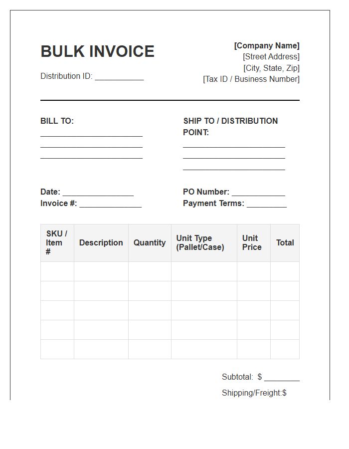 Bulk Supply Distribution Invoice Template