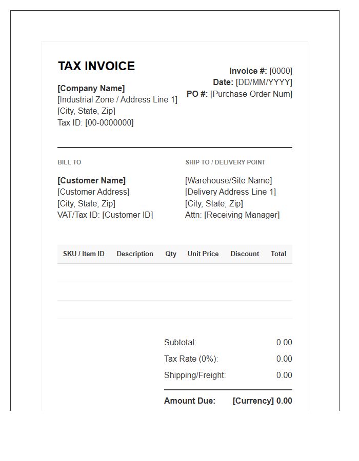 Industrial Wholesale Tax Invoice Template