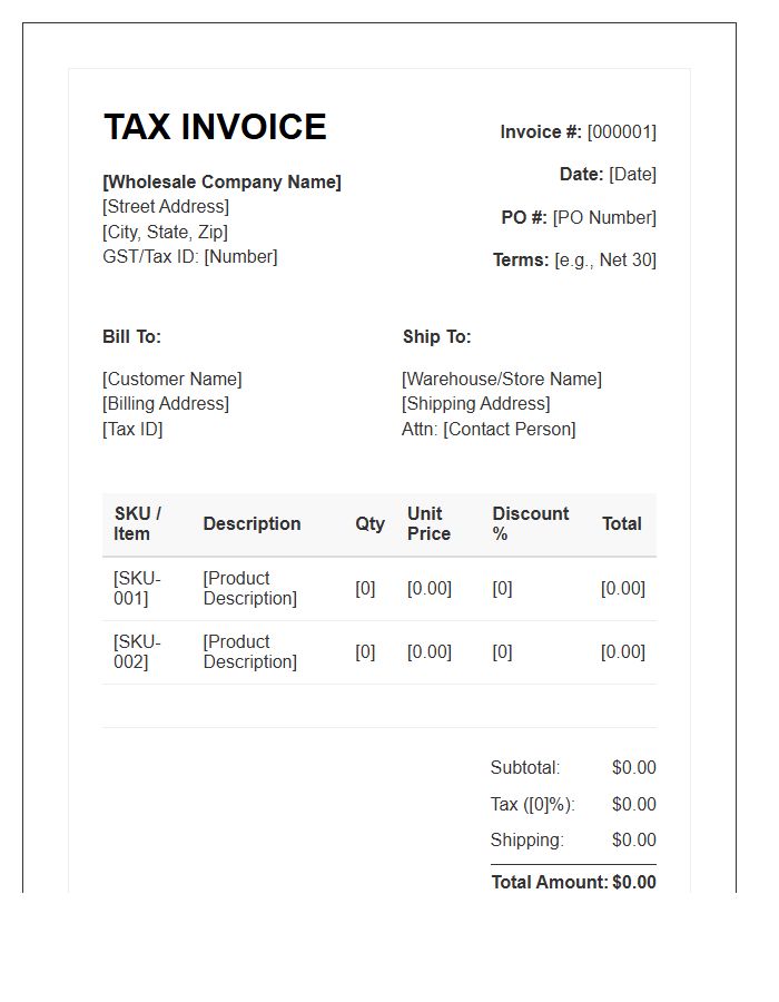 Wholesale Distribution Tax Invoice Template