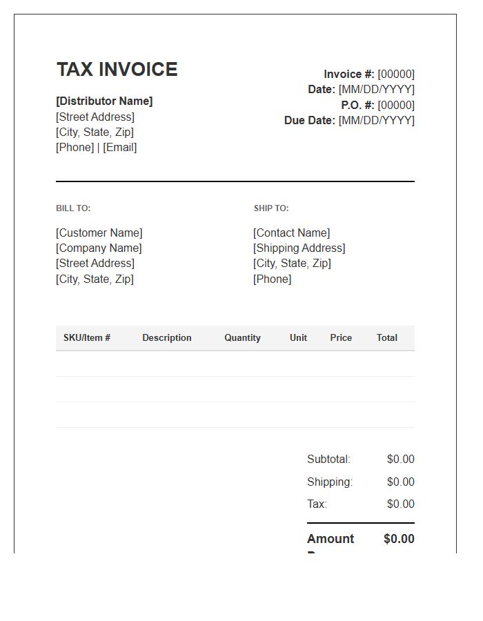 Wholesale Goods Distribution Invoice Template