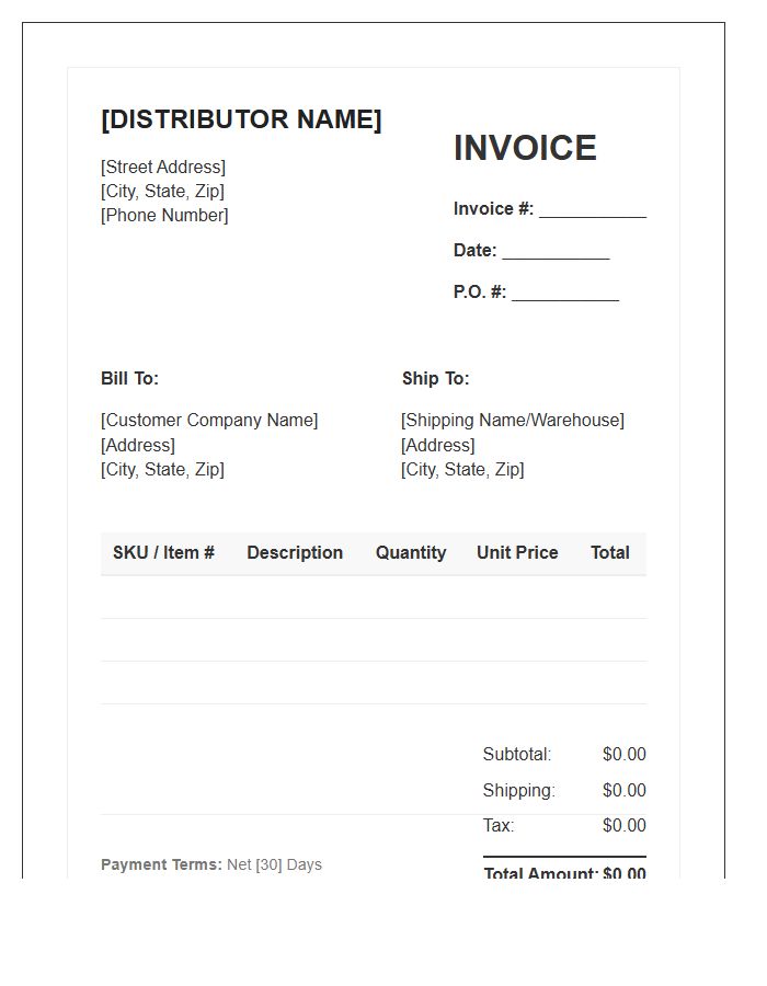 Wholesale Trade Distribution Invoice Template