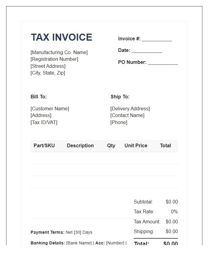 Manufacturing Business Tax Invoice Template