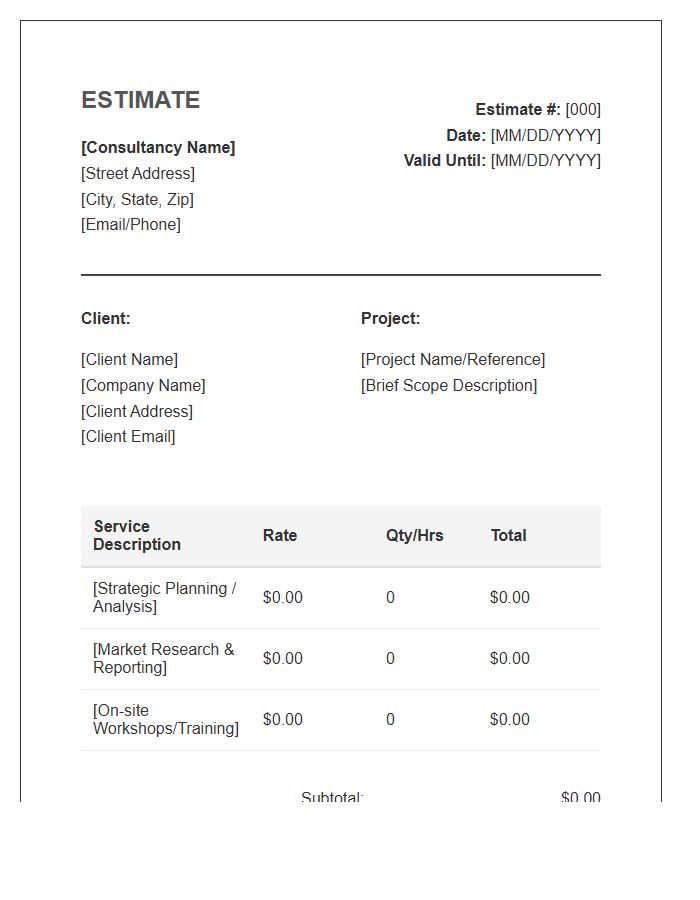 Business Consultant Estimate Invoice Template