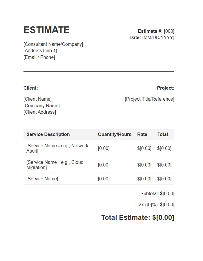 IT Consultant Estimate Invoice Template