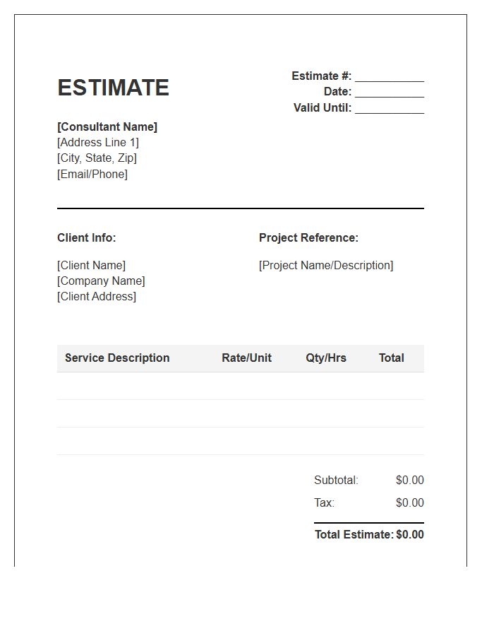 Sales Consultant Estimate Invoice Template