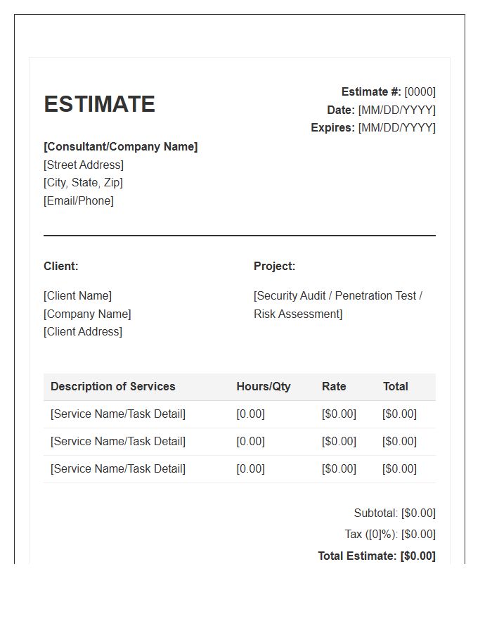 Security Consultant Estimate Invoice Template
