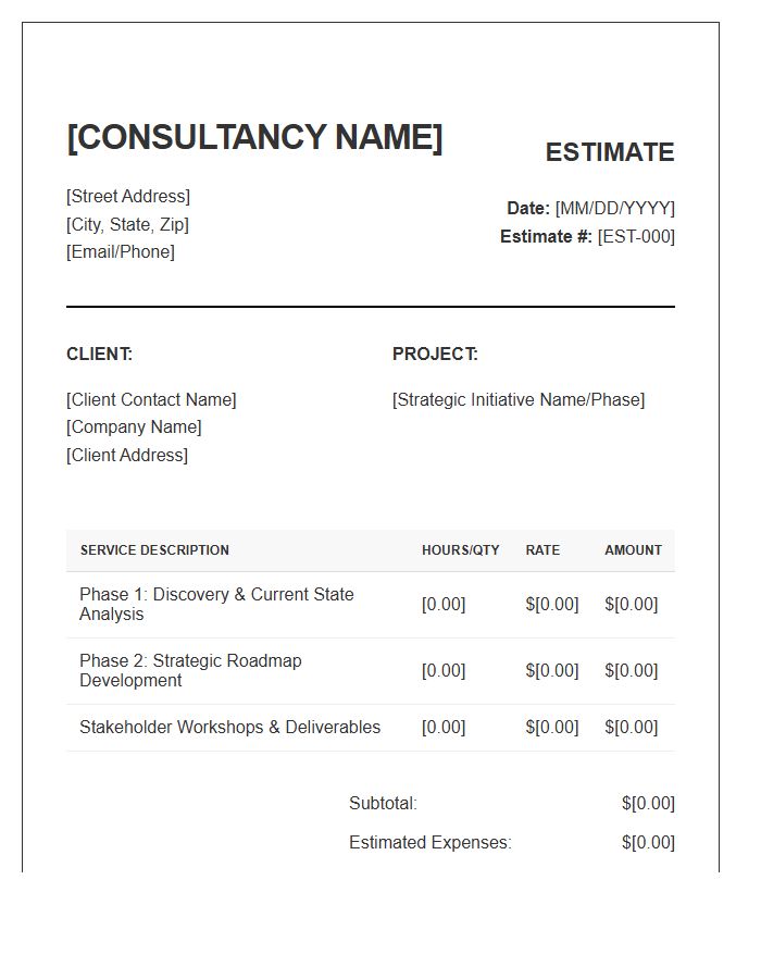 Strategy Consultant Estimate Invoice Template