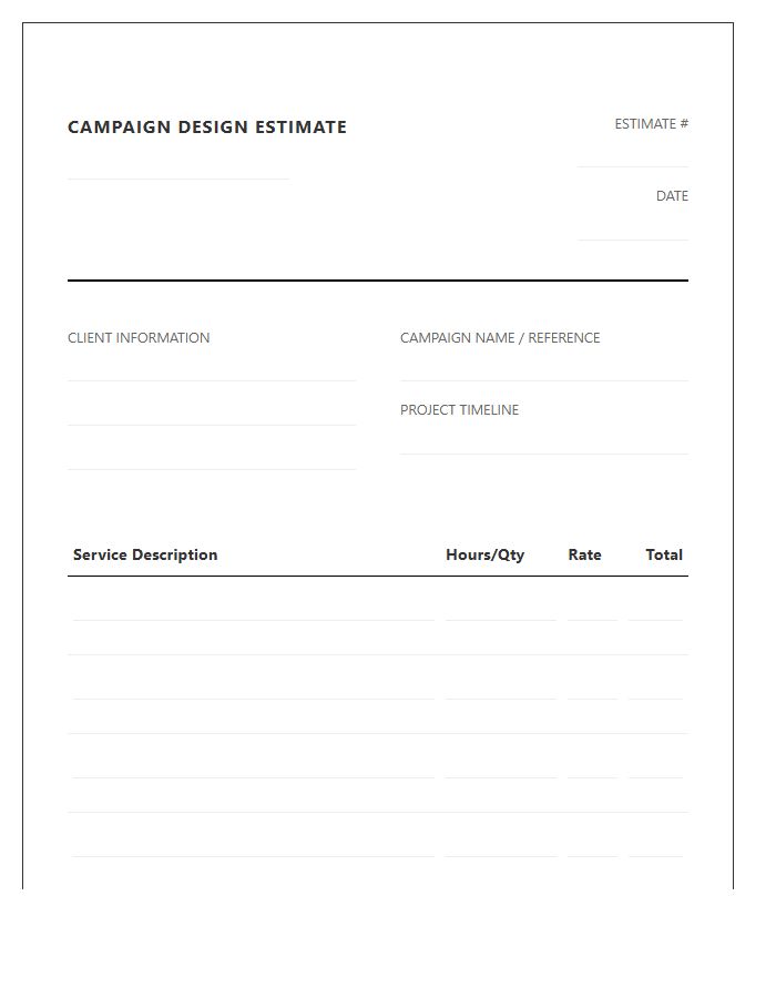 Advertising Campaign Design Estimate Invoice Template
